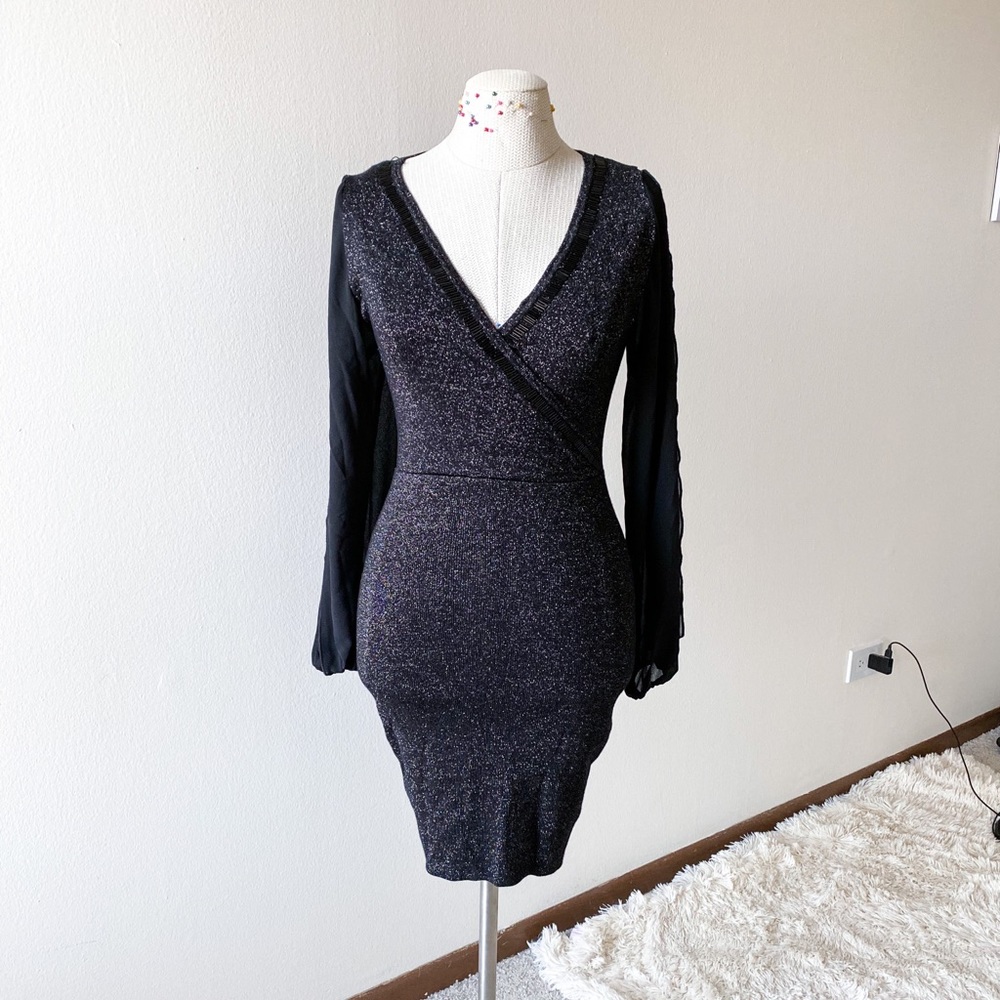 Knee length metallic shimmer dress